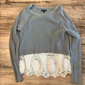 American Eagle sweater with lace trim